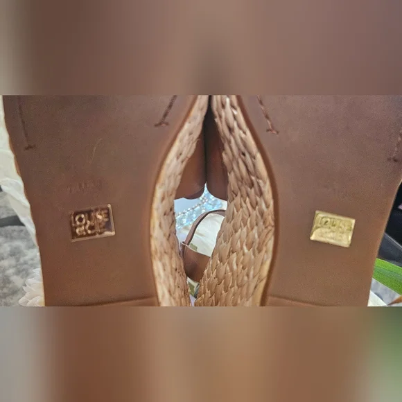 Louise et Cie Paley Leather Braided Straw Wedge Sandals 7.5 - Picture 7 of 12